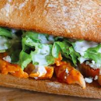 Buffalo Grill Chicken · Buffalo grill chicken cooked with choice of onions and peppers, lettuce, tomatoes, and mayon...