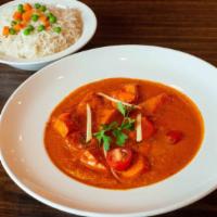 Chicken Tikka Masala · Chicken cubes cooked with onion and peppers in tomato sauce.