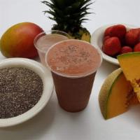 Coco-Pineapple · Mango, Pineapple, Strawberries,Chia Seeds, Coconut Water, Hershey's Chocolate.