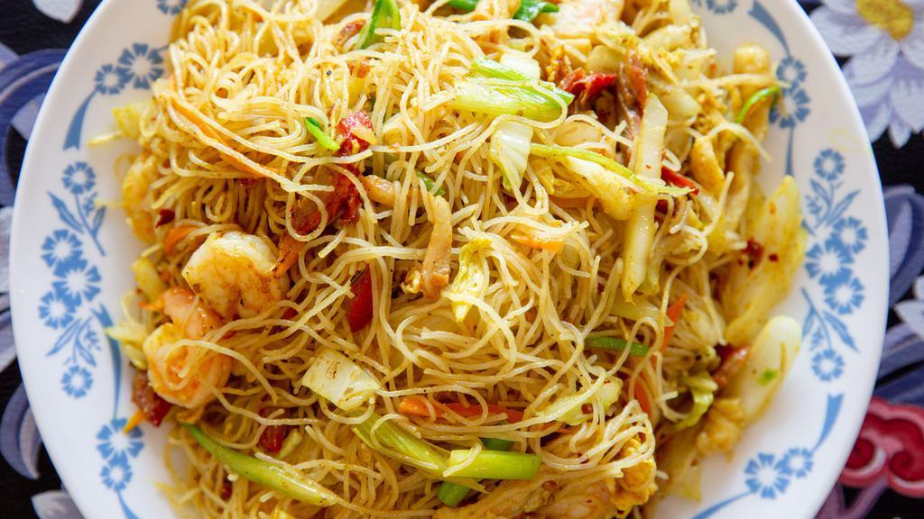Singapore Rice Noodles · Our Singapore Rice Noodles are spicy! It has curry, chicken, pork, and shrimp!