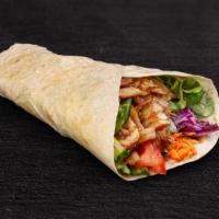 Hot Chicken Gyro Sandwich · Marinated Chicken in a warm pita bread. Topped with diced tomatoes, thinly sliced onions, sh...