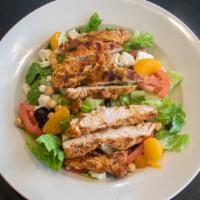 Harvest Salad · With grilled chicken, romaine lettuce, tomato, cucumber, dried cranberries, orange segments,...