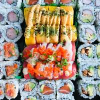 Sushi Star Platter · 52 pcs. 6 pcs spicy tuna avocado roll, 12 pcs salmon avocado roll, 6 pcs peanut avocado roll...