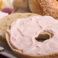 Fresh Bagel With Strawberry Cream Cheese · Customer's choice of fresh bagel. Served in customer's preference of style with a side of Ve...