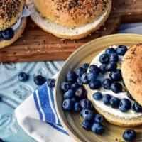 Fresh Bagel With Blueberry Cream Cheese · Customer's choice of fresh bagel. Served in customer's preference of style with a side of Ve...