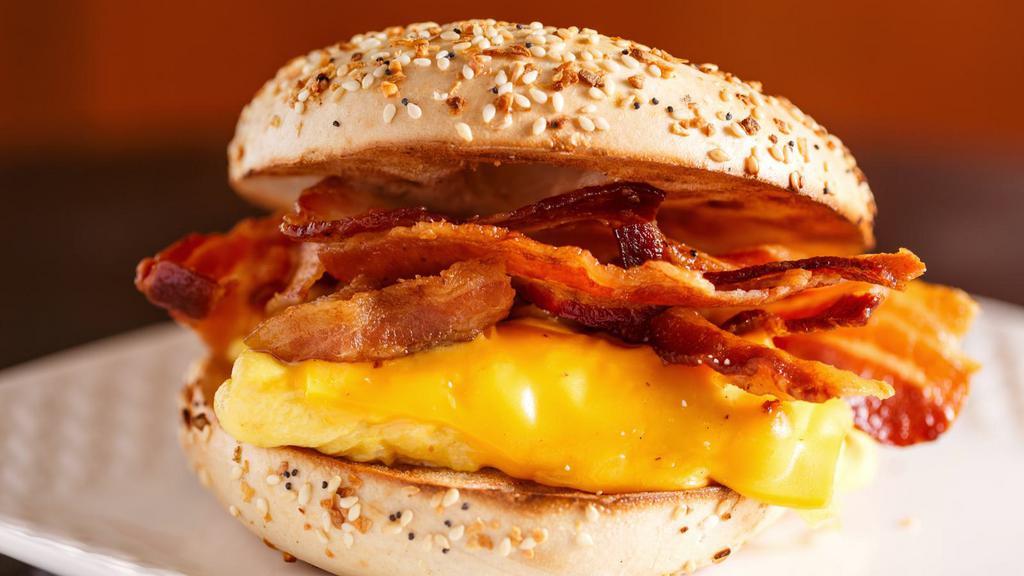 Bacon, Egg & Cheese Sandwich · Delicious Breakfast sandwich topped with 2 cooked eggs, crispy bacon, and melted cheese. Served on customer's choice of bread.