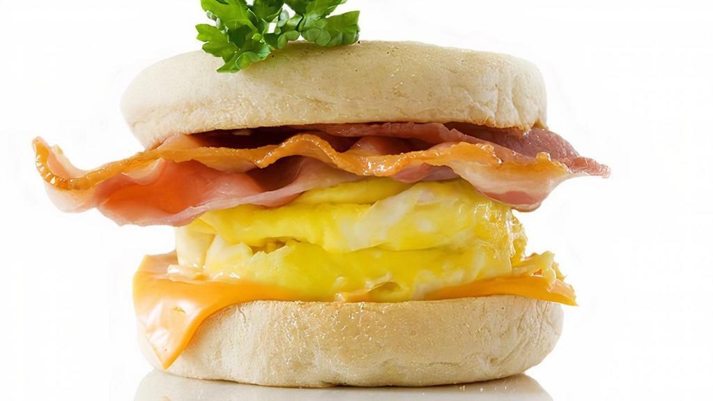 Turkey Bacon, Egg & Cheese Sandwich · Delicious Breakfast sandwich topped with 2 cooked eggs, crispy bacon, and melted cheese. Served on customer's choice of bread.