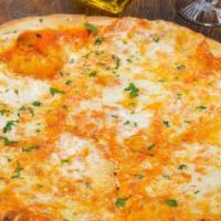 Vodka Pizza · Our homemade creamy vodka sauce. Topped with fresh mozzarella and romano cheese.