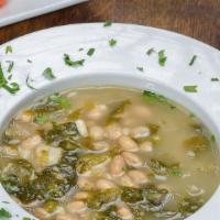Escarole & Bean Soup · Sautéed escarole and cannellini beans in a light broth with garlic and olive oil.