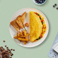 Eden'S Omelette  · Scrambled eggs, mushroom, bell pepper, broccoli, tomato, & cheddar cheese.