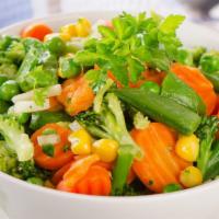 Mixed Veggies · Red peppers, string beans, carrots, zucchini.