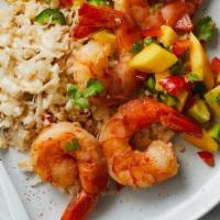 Mango Shrimp · Spicy. Choice of hot and sour soup or miso soup or egg roll served with white rice or brown ...