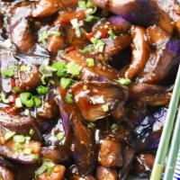 Eggplant In Garlic Sauce · Spicy. Choice of hot and sour soup or miso soup or egg roll served with white rice or brown ...