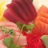 Tri Color Sashimi · 5 tuna, 5 yellowtail, and 5 salmon.