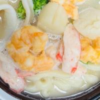 Udon Soup (Wheat Noodle) · Choice of vegetable, chicken, shrimp, beef or seafood - scallops, shrimp, squid, crab meat, ...