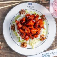 Beijing Chicken · Red bean sauce & candied walnuts. Our favorite.