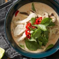 Tom Kha Noodle Soup · Rich, creamy, tangy, and spicy. Spicy coconut broth made with choice of noodles, onions, red...