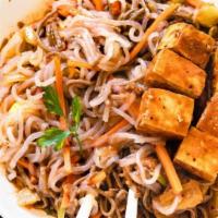 Shirataki Meegoreng · Made with shirataki noodles, eggs, bean sprouts, tomato, and potato, soy sauce, and fresh li...