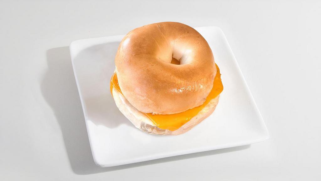 Bagel Sandwich - Egg & Cheese · Made to order breakfast sandwich. Toasted bagel filled with Egg & Cheese.