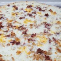 Chicken Bacon Ranch · Chicken cutlet, bacon and ranch dressing topped with mozzarella and cheddar.