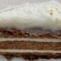 Carrot Cake · Triple Layer Cream Cheese, slice walnuts and Golden Raisins