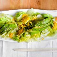 Avocado Salad · Mesculin greens, topped with fresh avocado.