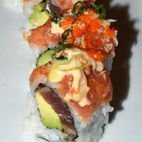 Exotic · Peppered tuna and avocado with spicy tuna and tempura crunch.