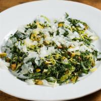 Tuscan Kale Salad  · brussels sprouts, pistachio, lemon oil, pecorino oro