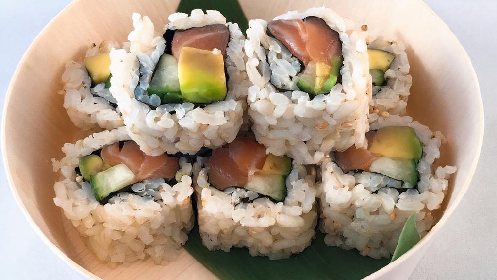 Salmon Avocado Roll · Salmon and avocado.