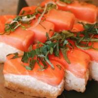 Smoked Salmon Oshizushi · Smoked Salmon and Yuzu Kosho Cream Cheeze Pressed Sushi