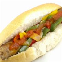 Sausage, Peppers & Onions · Madia's hot sausage, peppers and onions.