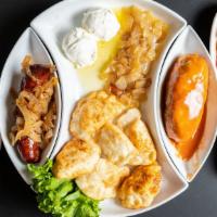 Special Polish Plate · Polish sausage, 4 Pierogis, Stuffed Cabbage