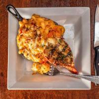 Lobster Mac N' Cheese · Five cheese mac served with a herb crusted lobster tail.
