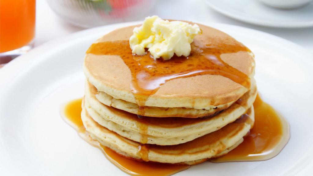 Pancakes · 3 pieces of fluffy pancakes.