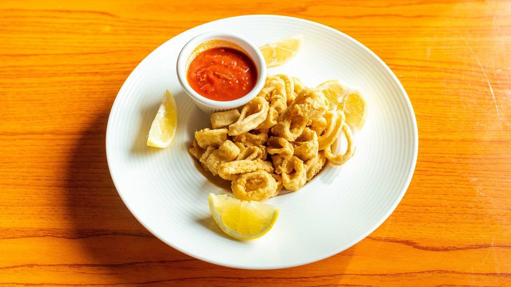 Fried Calamari · Fresh local calamari fried and served with marinara dipping sauce