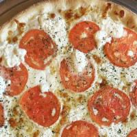 Fresh Tomato And Roasted Garlic Pie · Tomato, Basil, Cheese, Fresh Garlic