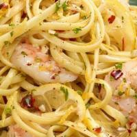 Linguine  · With shrimps in a light marinara sauce