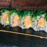 Green Hornet Roll · Lobster salad, jalapeño and avocado inside topped with seaweed salad.