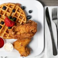 Chicken & Waffles · *includes a Belgian waffle and crispy fried chicken only