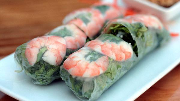 Summer Rolls · Fresh lettuce, cucumbers, carrots, bean sprouts, mint, and vermicelli noodles. Wrapped in rice paper. Peanut sauce.