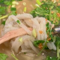 Khao Piek Sen · LAOTIAN UDON SOUP: 
Mama Olay's Lao Style Chicken Noodle Soup
