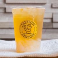 Lychee Green Tea · Lychee syrup, real cane sugar, and freshly brewed Jasmine green tea.