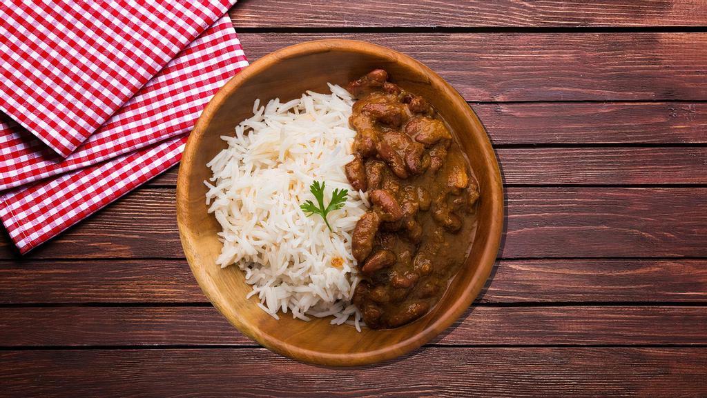 Beans Rice Bowl · Bean curry cooked in cumin seed and fresh ginger and served with bowl of rice.