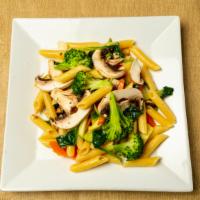 Pasta Primavera · Choice of pasta and mixed vegetables with light pink sauce or garlic and oil.