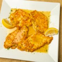 Chicken Francese Dinner · Served with your choice of pasta or salad.