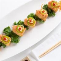 Crispy Rice · Crispy rice top with spicy tuna and jalapeno with 6 pieces chef sauce. Spicy.