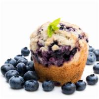 Blueberry Muffin · Small and savory baked good with fresh blueberries.