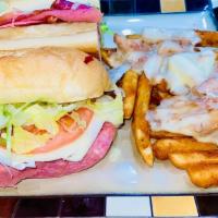 ⭐The Italian Combo Sandwich Combo · Genoa salami, pepperoni, mortadella, capicola, roasted peppers, provolone, lettuce, tomato a...