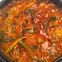 육개장 (Yook Ge Jang) · Spicy beef soup.