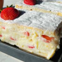 Napoleon · Puff pastry, vanilla custard, fresh strawberries